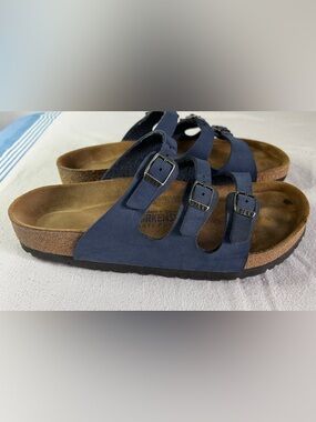 Birkenstock Navy Florida Soft Footbed Sandals 50